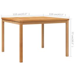 Berkfield Home Garden Dining Table 110x110x77 cm Solid Teak Wood in Brown - Size: 110 x 110 x 77 cm - thumbnail 6