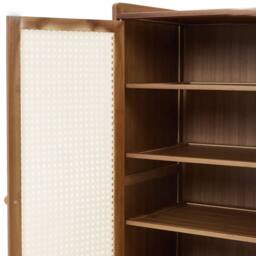 Hinsinc Shoe Cabinet Storage Cupboard Footwear Stand Rack Wooden Double Rattan Doors UK in Brown - thumbnail 7