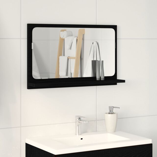 Berkfield Home Bathroom Mirror in Black Oak, 60x10.5x37 cm, Made of Engineered Wood - Size: 60x10.5x37 cm - image 1