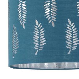 First Choice Lighting Set of 2 Aura - Chrome Table Lamps with Teal Fern Cut Out Shades in Silver - thumbnail 3