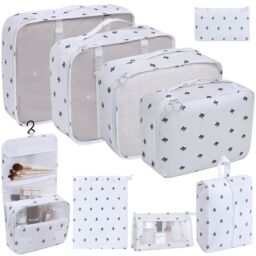Leaper 9PC Cosmetic Washing Outdoor Luggage Storage Bag in White - thumbnail 5