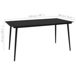 Berkfield Home Garden Dining Table Black 150x80x74 cm Steel & Glass - Size: 150 x 80 x 74 cm - thumbnail 4