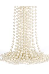Neel Blue 9M Metallic Christmas Bead Chain - 7.5mm Shiny Pearl Garland in Beige