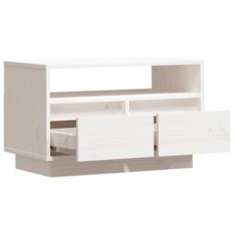 Berkfield Home TV Cabinet White 60x35x37 cm Solid Wood Pine - Size: 60 x 35 x 37 cm - thumbnail 7