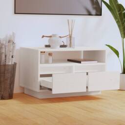 Berkfield Home TV Cabinet White 60x35x37 cm Solid Wood Pine - Size: 60 x 35 x 37 cm