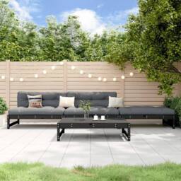 Berkfield Home Beautiful 4 Piece Garden Lounge Set Black Solid Wood Pine - thumbnail 2