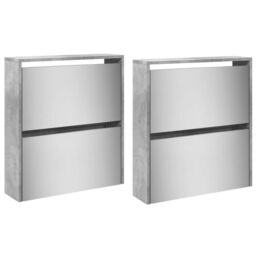 Berkfield Home Shoe Cabinet with Mirror 4-Layer Concrete Grey 63x17x134 cm - Size: 63 x 17 x 134 cm - thumbnail 6