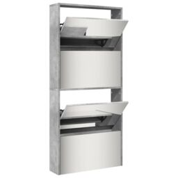 Berkfield Home Shoe Cabinet with Mirror 4-Layer Concrete Grey 63x17x134 cm - Size: 63 x 17 x 134 cm - thumbnail 4