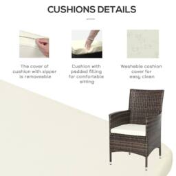 Wyld Haus Lovi Brown 3 Piece Rattan Bistro Set with Cushions - thumbnail 8