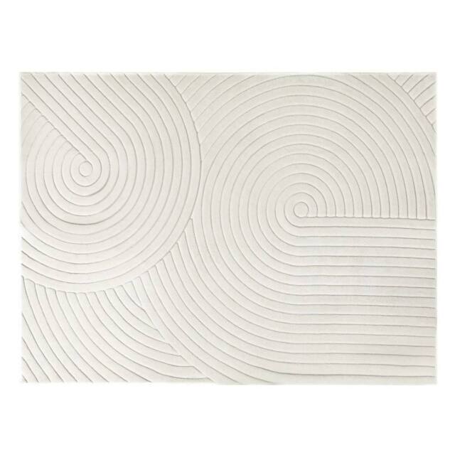 KORVIXA Washable Area Rug Soft Velvet Floor Mat in Off-White - Size: 100 cm diameter - image 1