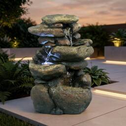 Garden Greatness Lunaria Cascading Stones Water Feature in Beige - thumbnail 1