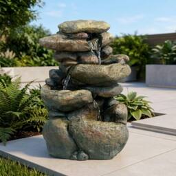 Garden Greatness Lunaria Cascading Stones Water Feature in Beige - thumbnail 2