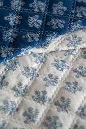 Soak&Sleep Reversible Floral Print Bedspread in Dark Blue - Size: Single - thumbnail 3