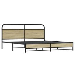 Berkfield Home Metal Bed Frame without Mattress Sonoma Oak 180x200 cm Super King in Light Tan - thumbnail 3
