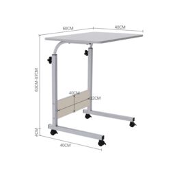 Living and Home Height Adjustable Mobile Table Overbed Desk with Wheels in White - thumbnail 3