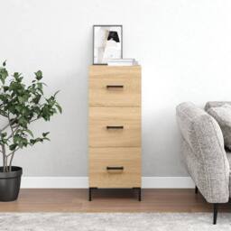 Berkfield Home Sideboard Sonoma Oak 34.5x34x90 cm Engineered Wood in Brown - thumbnail 2