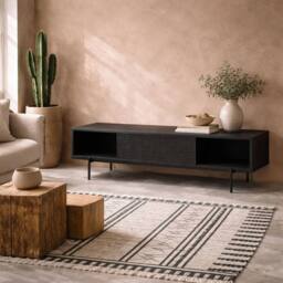 Wyld Haus Cambridge Industrial Black Mesh TV Unit 1 Sliding Door