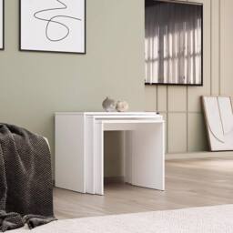 FWStyle Nest Of 3 Matt White Tables Scratch Resistant