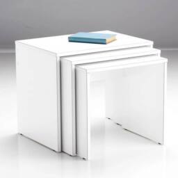 FWStyle Nest Of 3 Matt White Tables Scratch Resistant - thumbnail 2