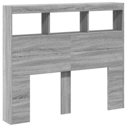 Berkfield Home Headboard Cabinet with LED Grey Sonoma 120x17x102 cm - Size: 120 x 17 x 102 cm - thumbnail 3