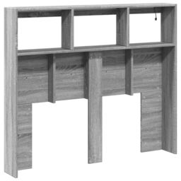 Berkfield Home Headboard Cabinet with LED Grey Sonoma 120x17x102 cm - Size: 120 x 17 x 102 cm - thumbnail 6