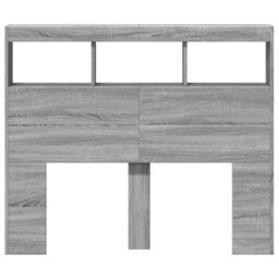 Berkfield Home Headboard Cabinet with LED Grey Sonoma 120x17x102 cm - Size: 120 x 17 x 102 cm - thumbnail 4