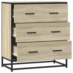 Berkfield Home Sideboard Sonoma Oak 68x35x76 cm Engineered Wood & Metal in Light Brown - Size: 68 x 35 x 76 cm - thumbnail 7