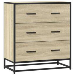 Berkfield Home Sideboard Sonoma Oak 68x35x76 cm Engineered Wood & Metal in Light Brown - Size: 68 x 35 x 76 cm - thumbnail 3