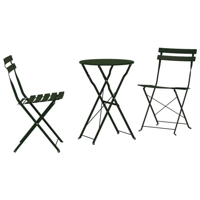 Berkfield Home 3-Piece Folding Bistro Set - Dark Green Steel - image 1