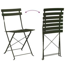 Berkfield Home 3-Piece Folding Bistro Set - Dark Green Steel - thumbnail 9