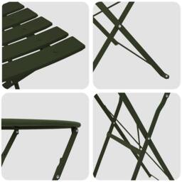 Berkfield Home 3-Piece Folding Bistro Set - Dark Green Steel - thumbnail 8