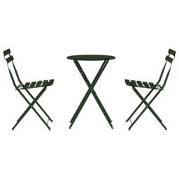 Berkfield Home 3-Piece Folding Bistro Set - Dark Green Steel - thumbnail 7