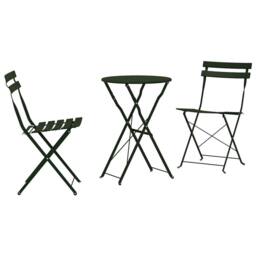 Berkfield Home 3-Piece Folding Bistro Set - Dark Green Steel - thumbnail 1