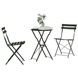 Berkfield Home 3-Piece Folding Bistro Set - Dark Green Steel - thumbnail 3