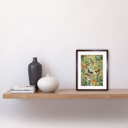 "Artery8 Wall Art Print Butterflies Flying in Spring Field Modern Folk Artwork Framed 9X7 Inch in Brown - Size: W7"" x H9""" - thumbnail 2