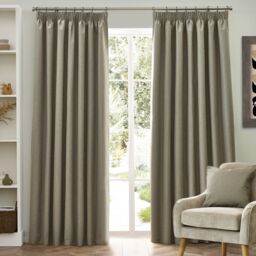 Furn Dawn Blackout Pencil Pleat Curtain Pair in Natural - Size: 229 cm width x 229 cm drop - thumbnail 2