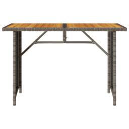 Berkfield Home Garden Table with Wooden Top Grey 110x68x70 cm Poly Rattan - Size: 110 x 68 x 70 cm - thumbnail 4
