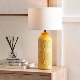 Embossed Ceramic Textured Feather Lamp For Living Room