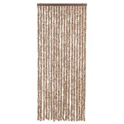 Berkfield Home Fly Curtain Beige & Dark Brown 56x185 cm Chenille - thumbnail 3