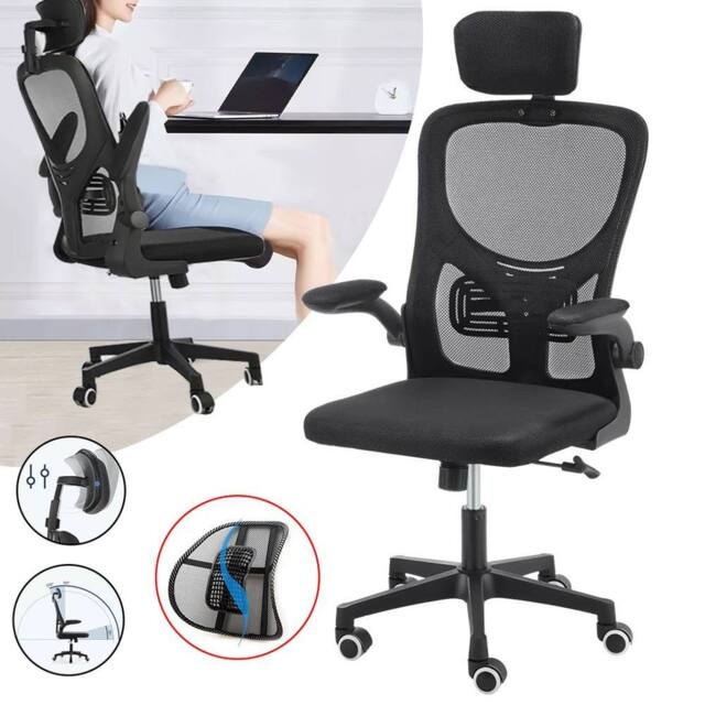 Hinsinc Office Chair Mesh Ergonomic 360 Swivel Height UK in Black
