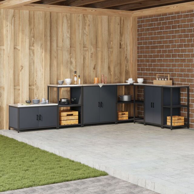 Berkfield Home Kitchen Storage Shelf with Storage Anthracite Steel - image 1