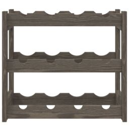 Berkfield Home Wine Rack for 12 Bottles Grey Solid Wood Pine - thumbnail 3