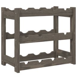 Berkfield Home Wine Rack for 12 Bottles Grey Solid Wood Pine - thumbnail 2