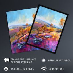 "Artery8 Colourful Autumn Otley Chevin Yorkshire Landscape Wall Art Print - Size: W12"" x H16""" - thumbnail 2