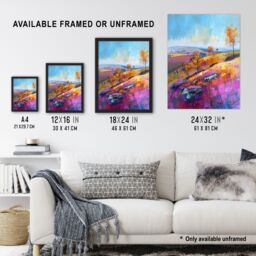 "Artery8 Colourful Autumn Otley Chevin Yorkshire Landscape Wall Art Print - Size: W12"" x H16""" - thumbnail 3