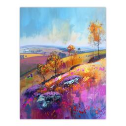 "Artery8 Colourful Autumn Otley Chevin Yorkshire Landscape Wall Art Print - Size: W12"" x H16""" - thumbnail 1