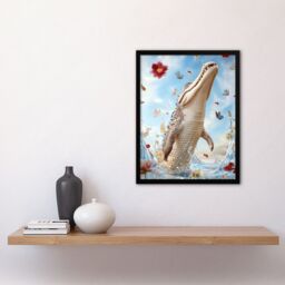 Artery8 Crocodile Flowers Butterflies Surreal Beauty Shot Framed Art Print in Blue - Size: A4 - thumbnail 4