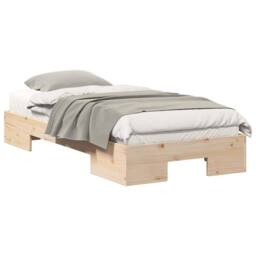 Berkfield Home Durable Floor Bed Frame with Storage Brown 75 x 190 cm Solid pine wood in Natural - thumbnail 1