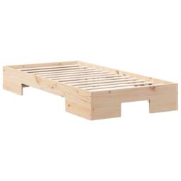 Berkfield Home Durable Floor Bed Frame with Storage Brown 75 x 190 cm Solid pine wood in Natural - thumbnail 7