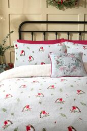 Dreams & Drapes 'Winter Robin' Plush Duvet Cover Set in Duck Egg Blue - Size: King - thumbnail 2